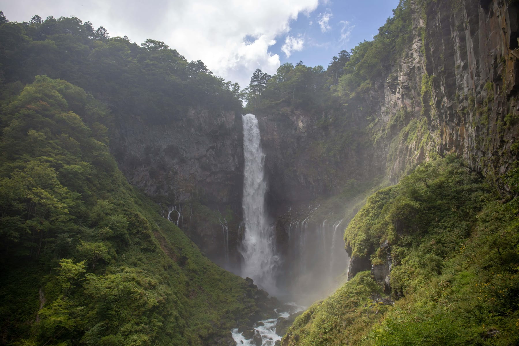 Kegon Falls cascading 97 metres through forest rock at Lake Chuzenji in Nikko