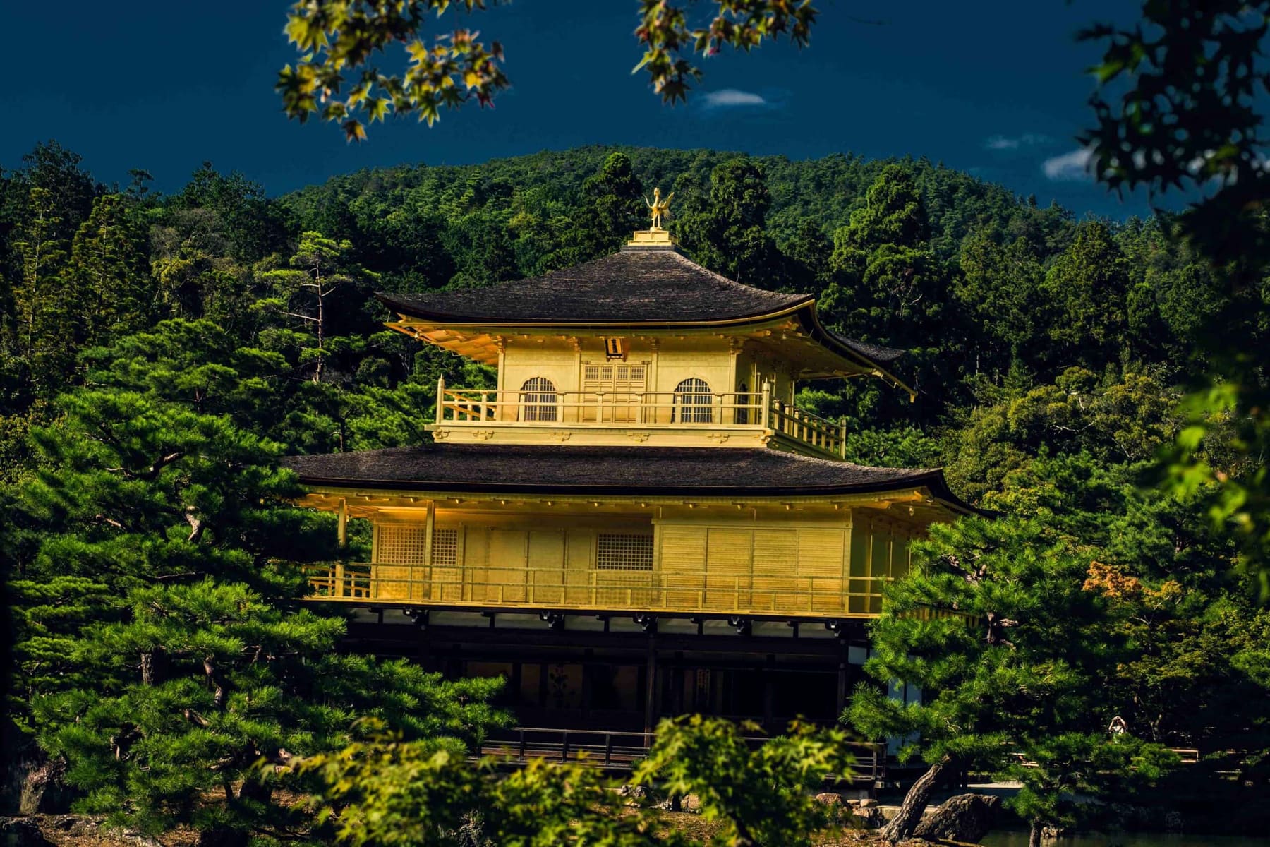 Kinkaku-ji, the Golden Pavilion, beside its pond in Kyoto
