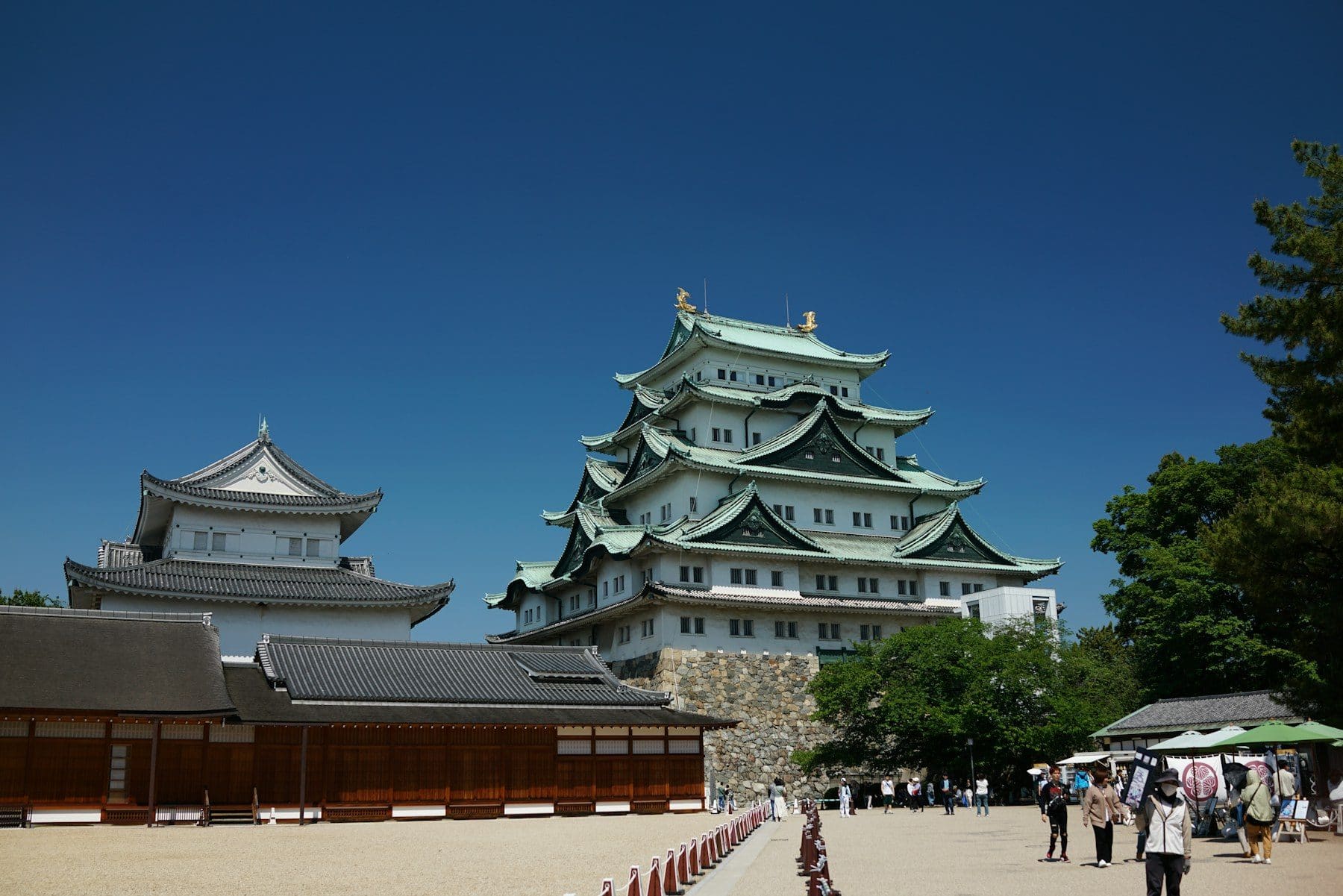 The keep of Nagoya Castle with its green copper roofs