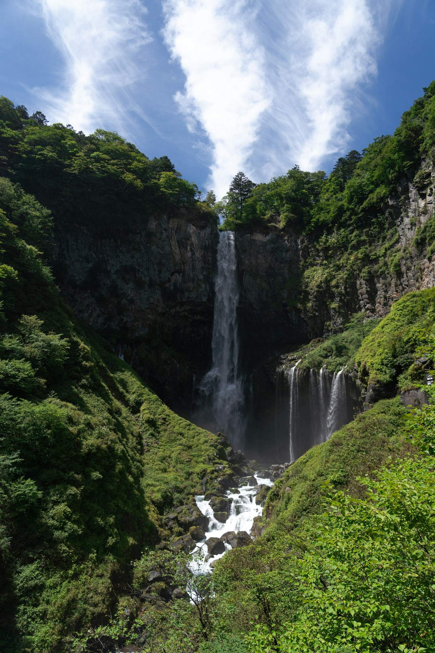 Kegon Falls plunging into the gorge at Nikko